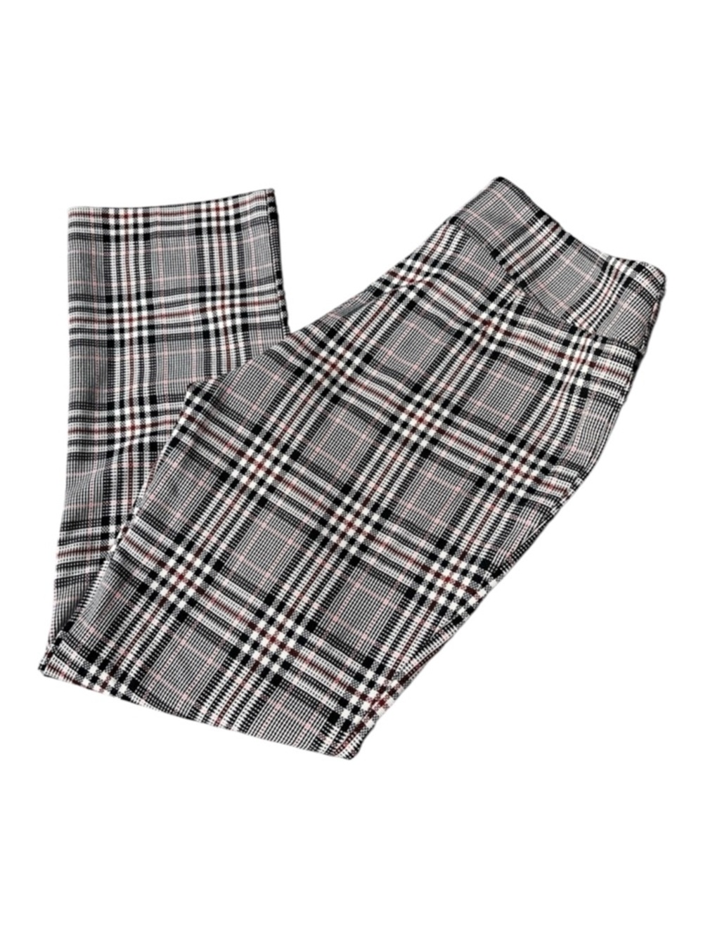 Le Chateau Checkered Plaid Cropped Dress Pant Trousers Black Red Size 12